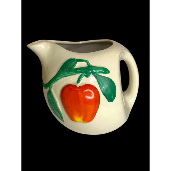 1940s Pippin Pottery USA Ceramic Water Pitcher Apple 6 Inch